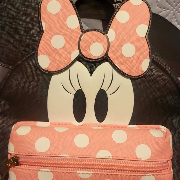 Disney Minnie Mouse Polka Dot Mini Backpack - Black and Pink - Picture 10 of 11